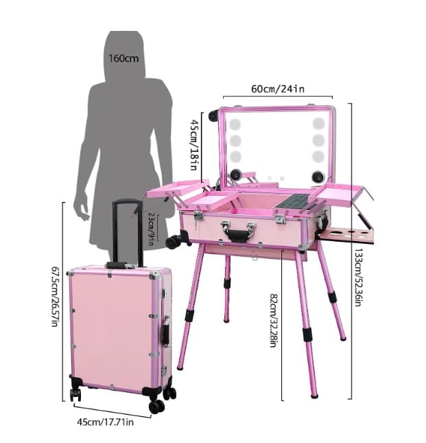 🌸 Trolley Rose Camarim Professionnel avec Lumières LED Bluetooth - 4