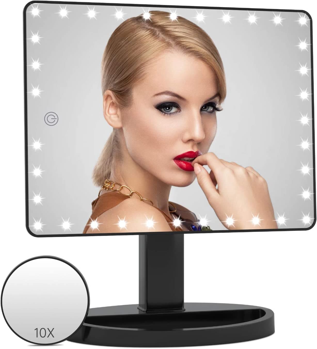 Miroir de Table XL LED Écran Tactile 360° Réglable Blanc ou Noir