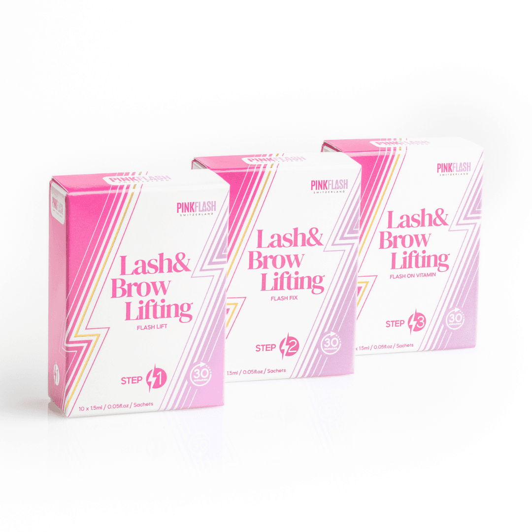 Kit Pink Flash Lash & Brow Lift – Passos 1, 2 e 3 (10×1,5 ml cada)