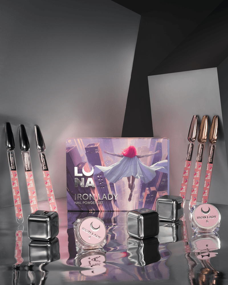 Kit Iron Lady Nail Powder – Pó Metálico Premium (6 cores) – LUNAmoon - 4