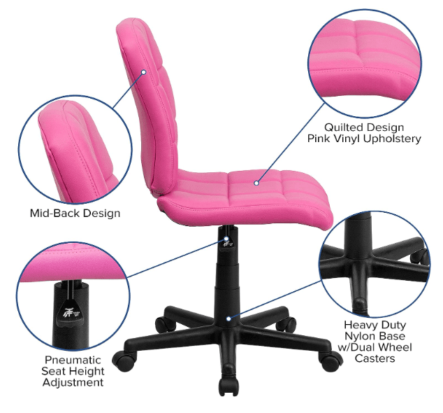 🌸 Chaise Pivotante Rembourrée Couleur Rose - 3