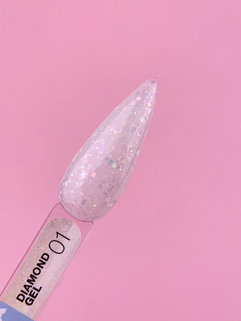 Diamond Gel Nº1 – Gel de Construction Laité Pailleté – 15 ml LUNAmoon - 2