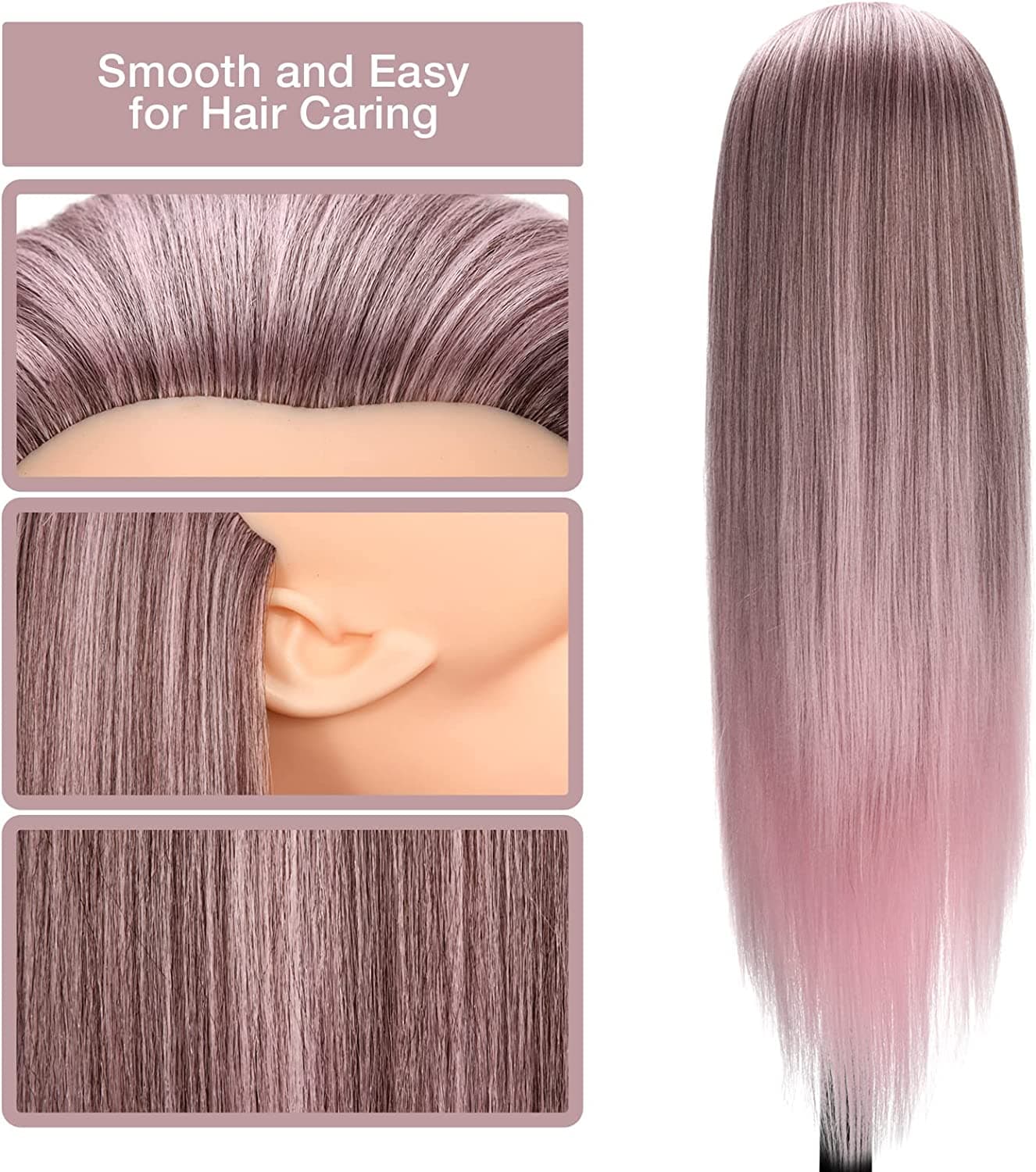 🌸 Cabeça de Treino Rosa 66-71cm Sintética - 4