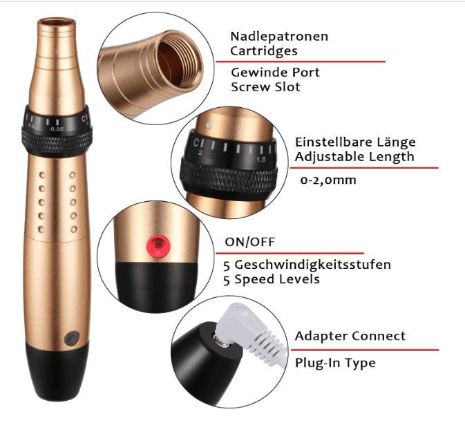 Kit DermaPen Profissional Facial e Couro Cabeludo | Ouro | Prata - 4