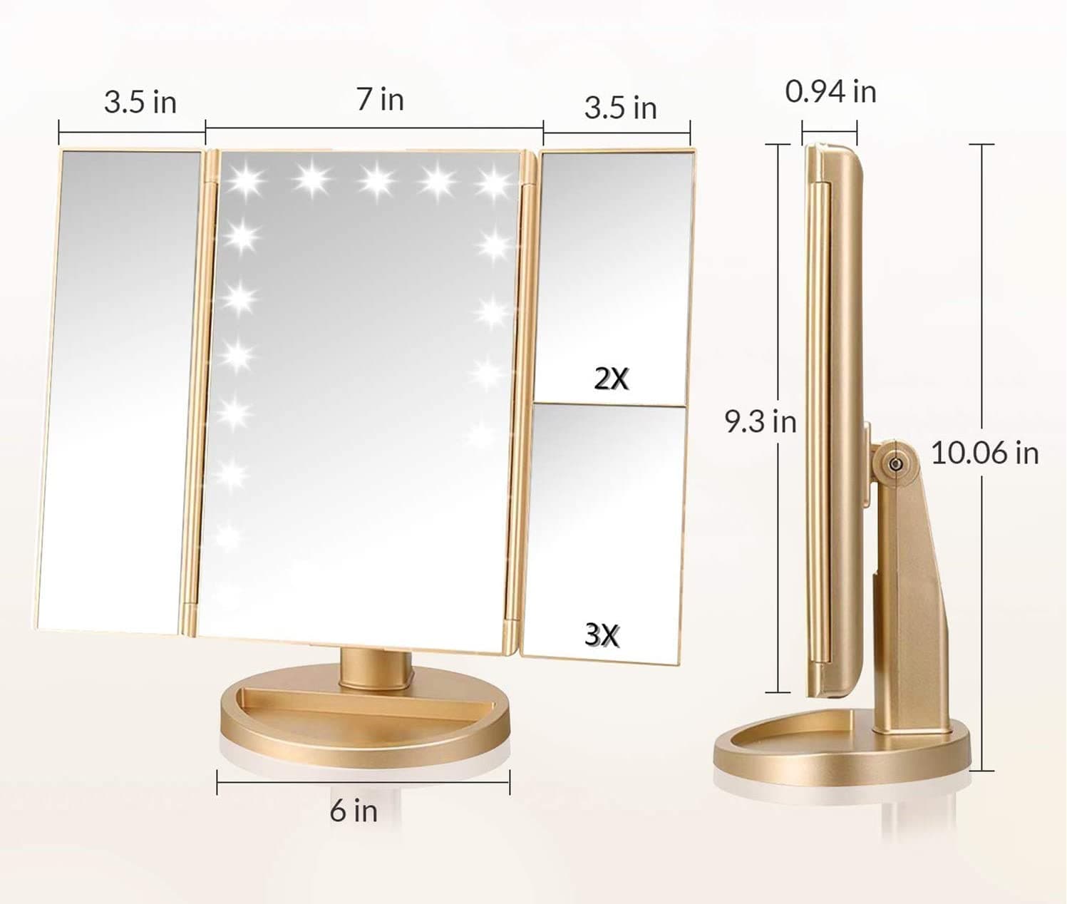 đž Miroir avec LumiĂšres Led Triptyque avec Agrandissement - 3