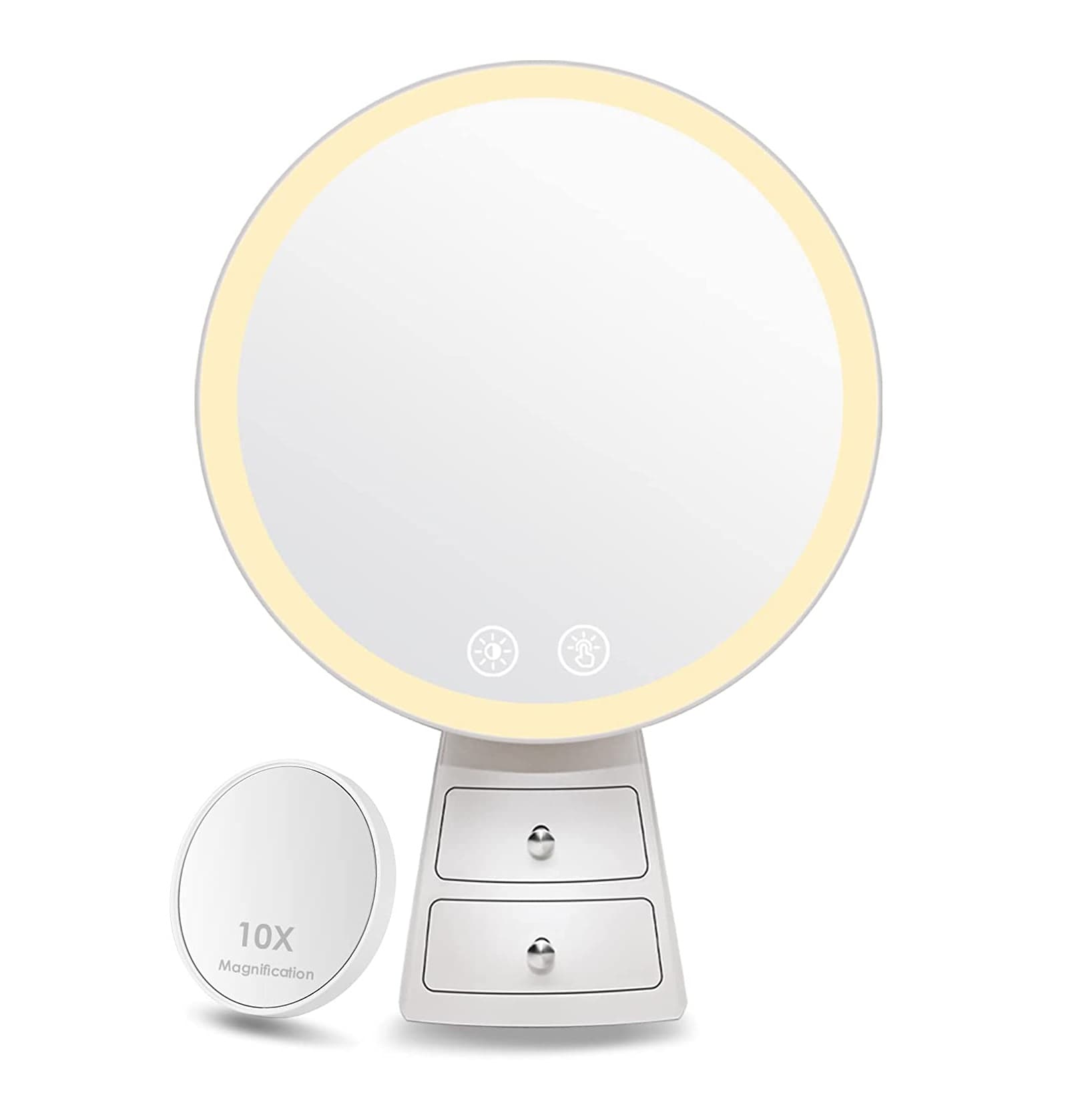 Elegante Espelho de Maquilhagem com Luz USB Ampliação 10X - 1