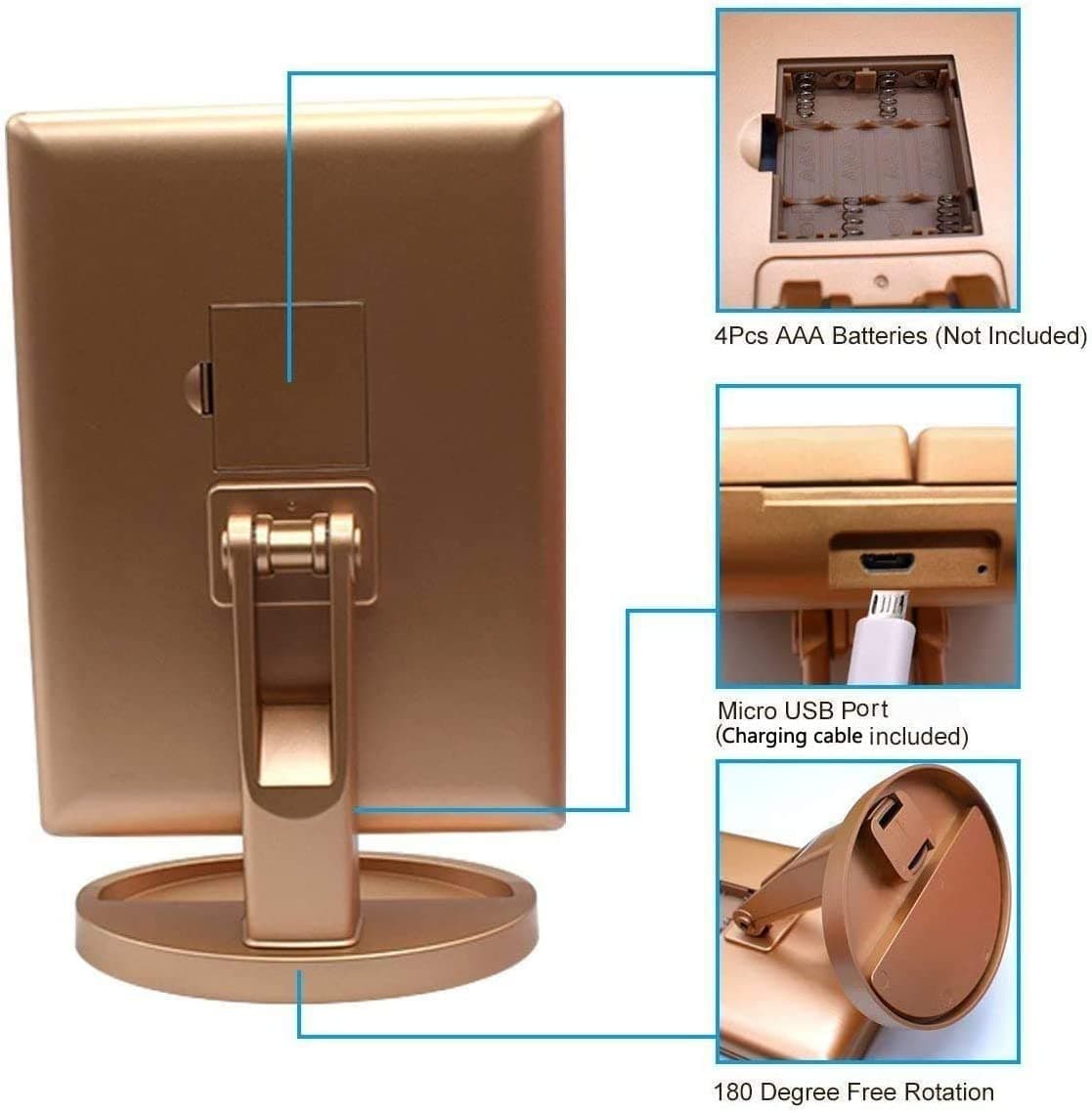 đž Miroir avec LumiĂšres Led Triptyque avec Agrandissement - 4