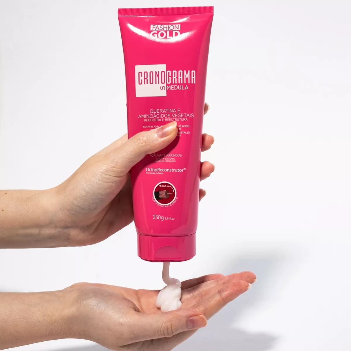 Kit Fashion Gold Cronograma Capilar avec Shampoo 500ml - PRĂ-VENTE đ - 3