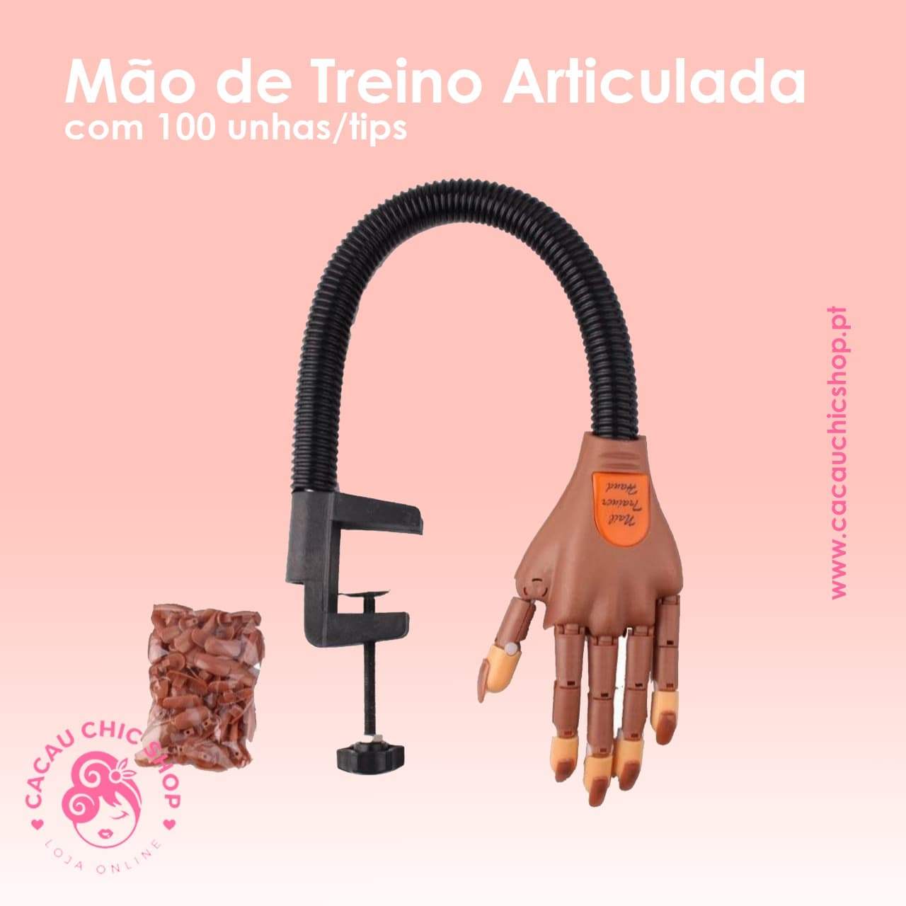 Mano de Entrenamiento Articulada con 100 uñas/tips